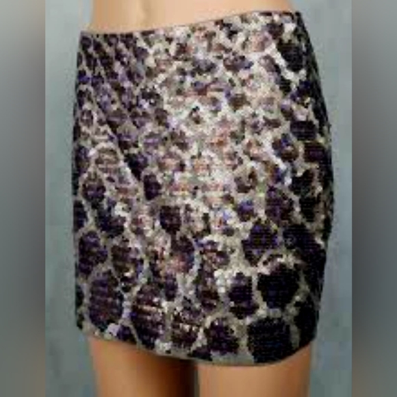 Express Sequins Embellishment Mini Skirt, Pima Cotton Blend, Puple & Silver, SP - Picture 4 of 10